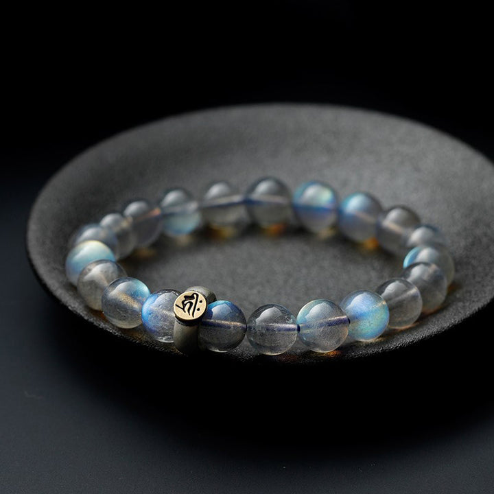Pulsera de amor tranquilo con piedra lunar del zodíaco chino 12