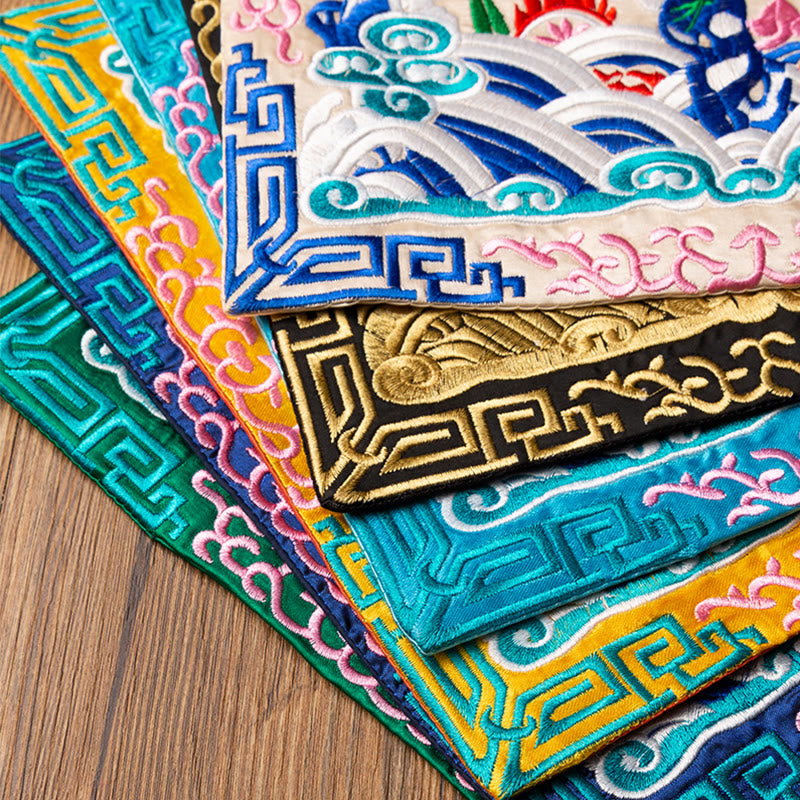 Alfombrilla para taza bordada con Buddha Stones , dragón Fénix, Kirin, posavasos para taza de té, tapete para té Kung Fu