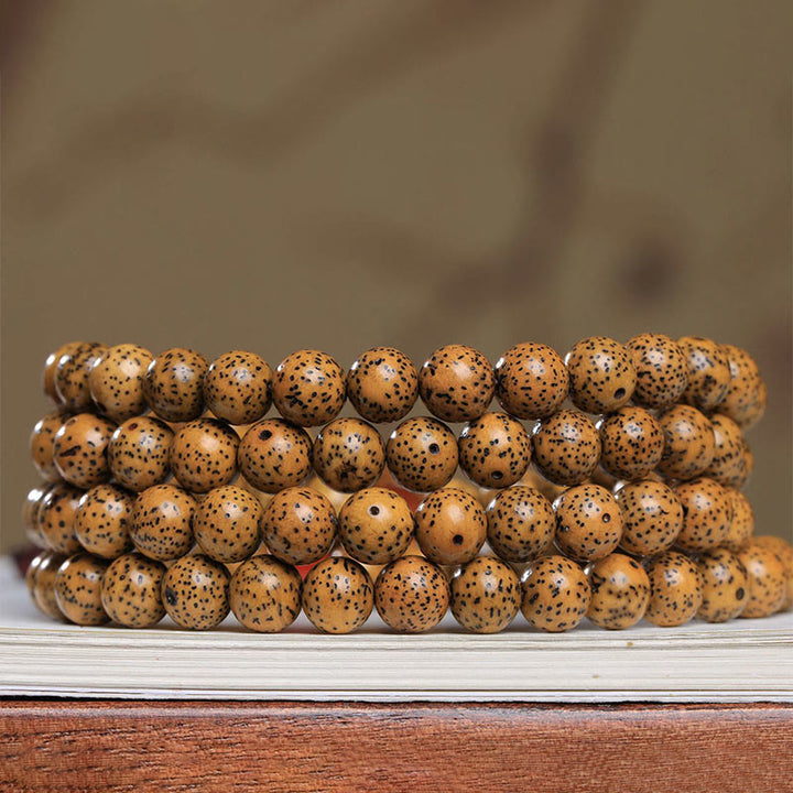 Buddha Stones 108 cuentas Mala, semilla Bodhi, ágata roja, pulsera auspiciosa