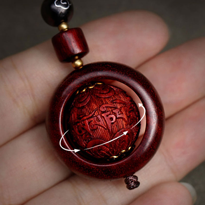 Buddha Stones tibetanas, hoja pequeña, sándalo rojo, ébano, protección de la suerte, decoración de rotación