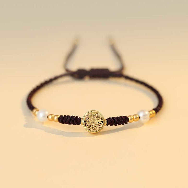 Pulsera trenzada de fuerza de la suerte del árbol de la fortuna de la moneda de cobre de las Buddha Stones