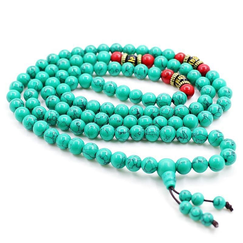 Collar de purificación de turquesa tibetana con Buddha Stones Mala