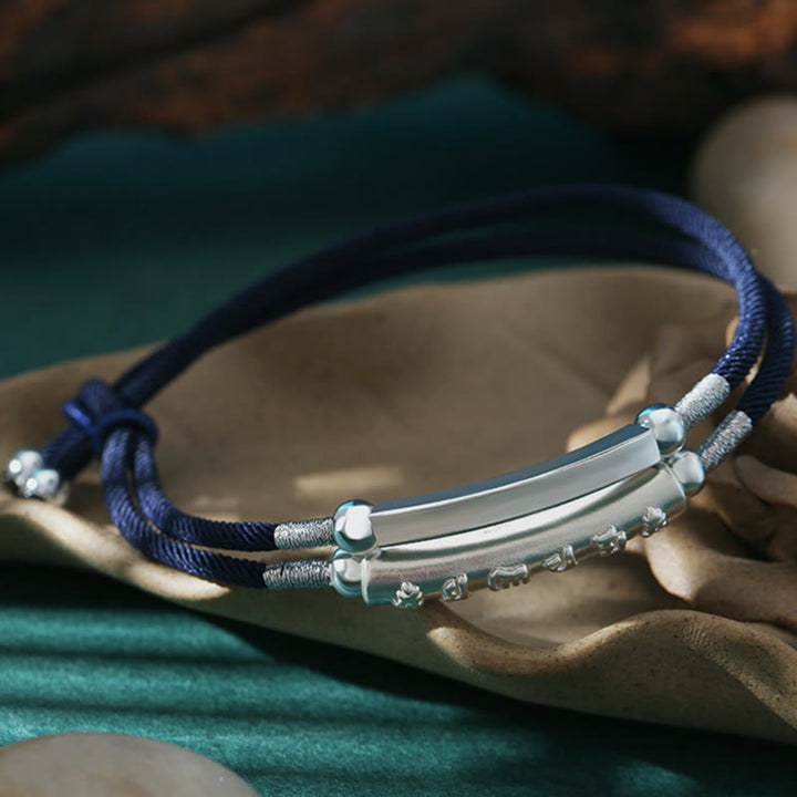 Pulsera trenzada hecha a mano de plata de ley 999 con Buddha Stones Om Mani Padme Hum Peace