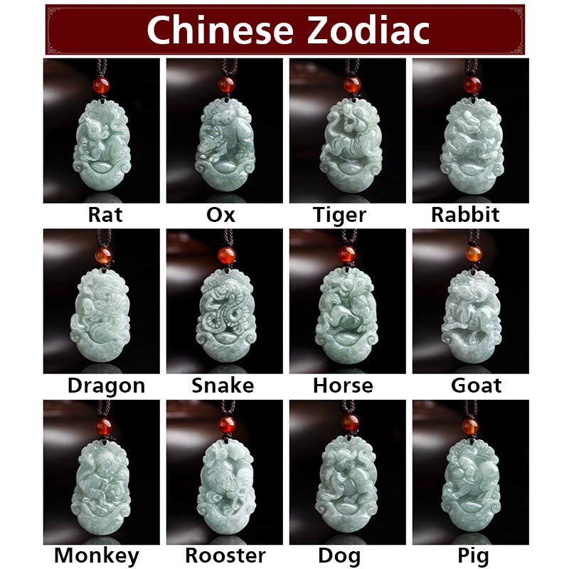 Collar con colgante de éxito del zodiaco chino con Buddha Stones de jade natural 12 - image 19
