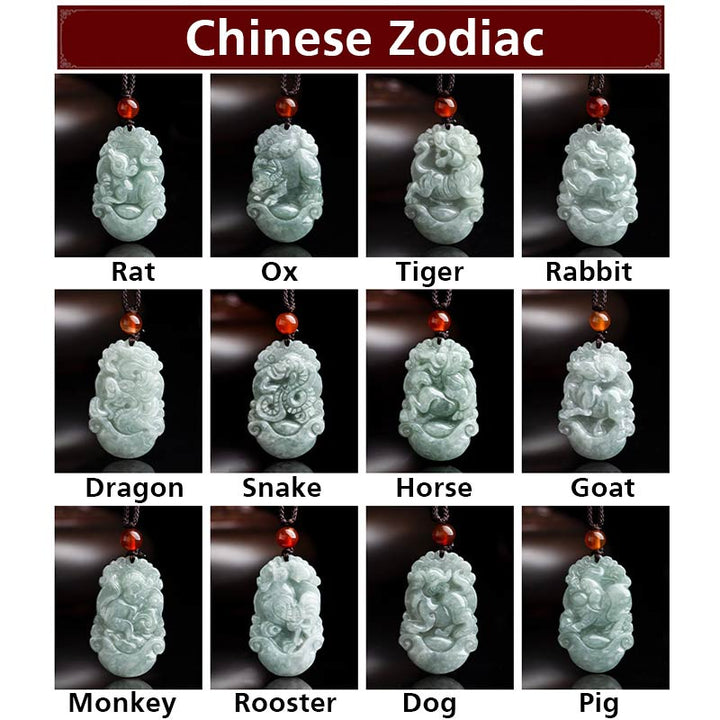 Collar con colgante de éxito del zodiaco chino con Buddha Stones de jade natural 12 - image 19
