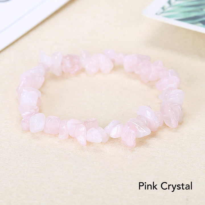 Pulsera calmante de calidez de piedra de cristal de forma irregular natural - Cristal rosa (circunferencia de la muñeca: 15-18 cm) - image 2