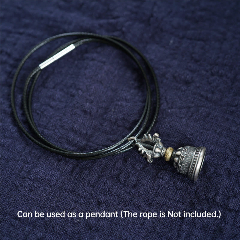 Buddha Stones Tíbet, Plata de Ley 925, Om Mani Padme Hum Dorje Bell Vajra, colgante con iluminación grabada, decoración colgante - image 7