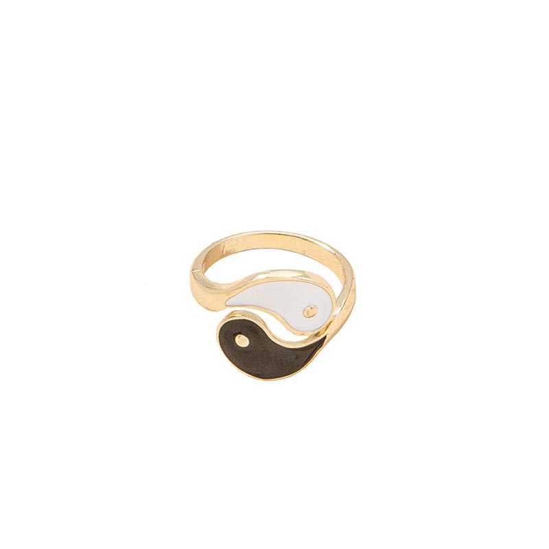 Anillo de pareja de bendición ajustable con símbolo de Yin Yang