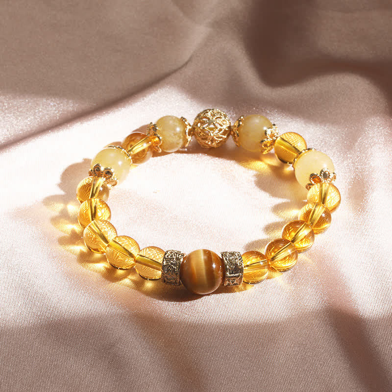 Pulsera con cuentas de prosperidad y generosidad de citrino con Buddha Stones