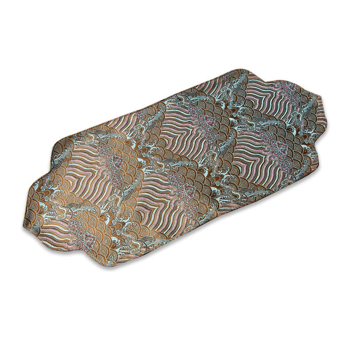 Tapete para taza con bordado de brocado de flor de ciruelo de bambú, posavasos para taza de té, Buddha Stones, ola de mar, tapete para té Kung Fu