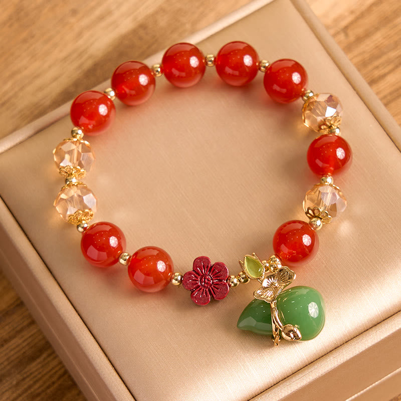 Pulsera de confianza con cuentas de flor de cinabrio de calabaza de ágata roja Natural con Buddha Stones
