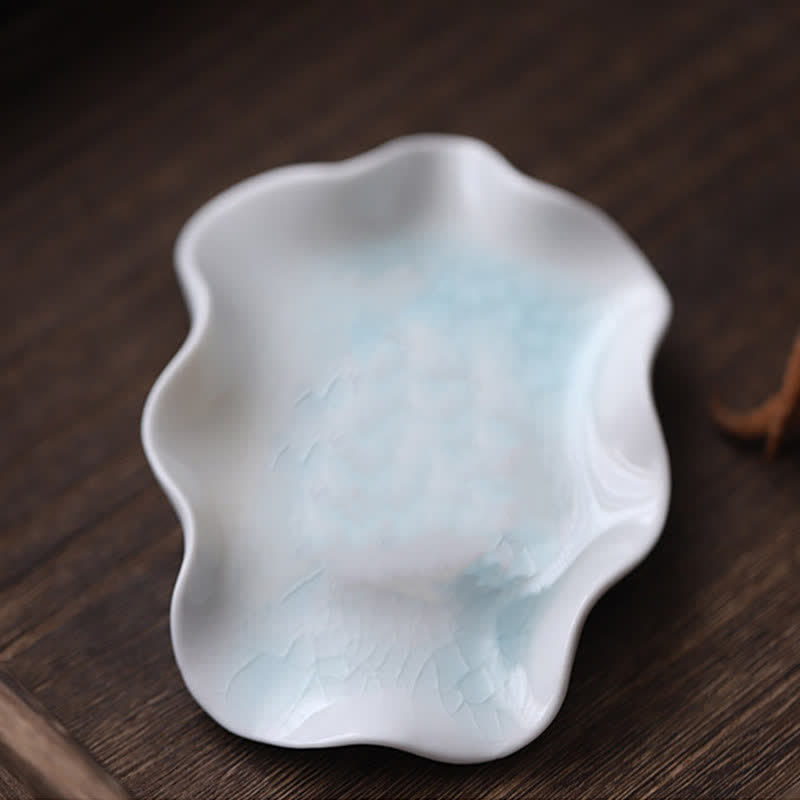 Decoración de estatua de rana pequeña de cerámica meditando - Bandeja Lotus únicamente - image 9