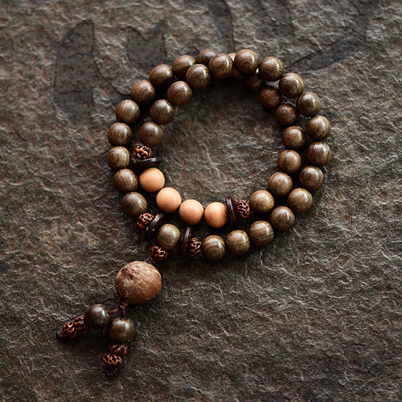 Pulsera Mala con dije de protección de sándalo tibetano - Pulsera de doble vuelta (17 cm) - 10 mm - image 0