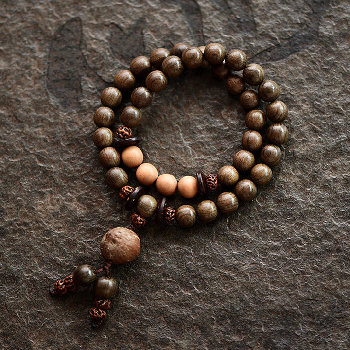 Pulsera Mala con dije de protección de sándalo tibetano - Pulsera de doble vuelta (17 cm) - 10 mm - image 0