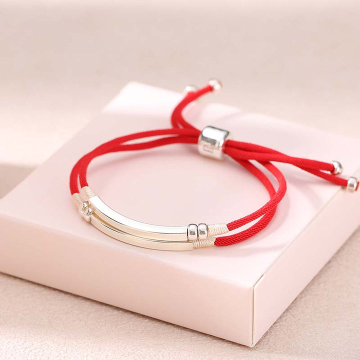 Pulsera trenzada en capas de hilo rojo de plata de ley 925 con Buddha Stones