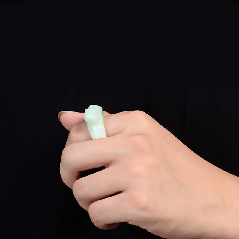 Anillo de la suerte Fengshui Riqueza Jade PiXiu