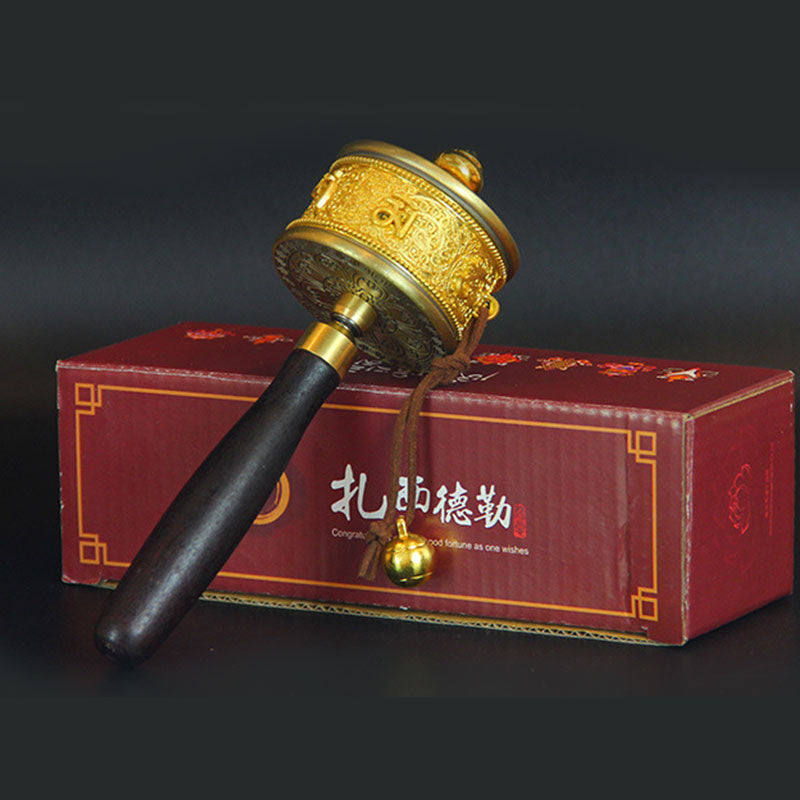 Rueda de oración tibetana de la suerte, decoración de seis palabras verdaderas