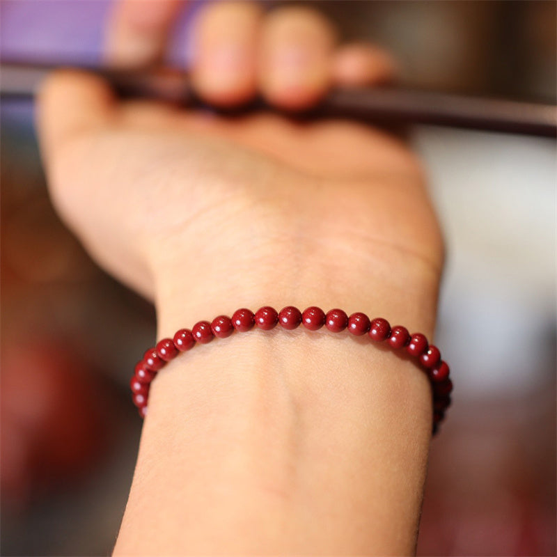 Pulsera tobillera trenzada con hilo rojo con bendición de cinabrio natural con Buddha Stones