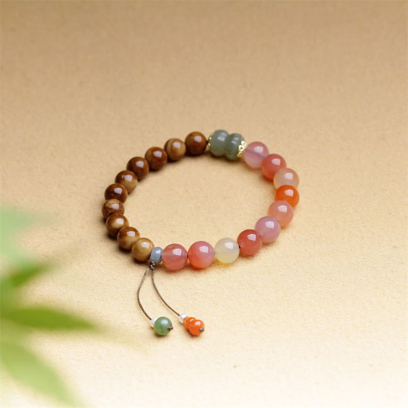 Pulsera de protección de la riqueza de jade hetiano de ágata Yanyuan con semillas de Kuka y Buddha Stones
