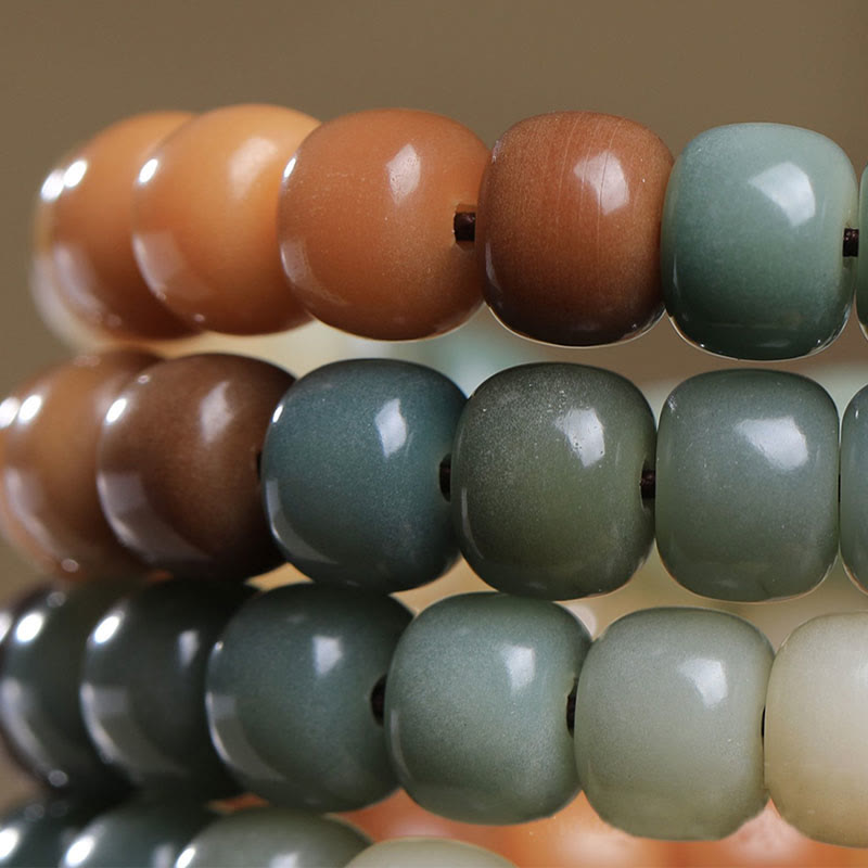 Buddha Stones 108 cuentas Mala gradiente semilla Bodhi Tara verde Buda grabado paz armonía pulsera