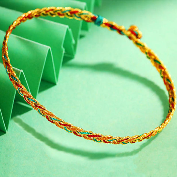 Pulsera de hilo trenzado con diseño de escamas de dragón multicolor hecha a mano con Buddha Stones