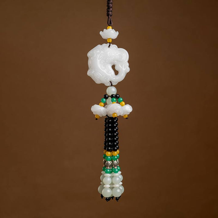 Buddha Stones FengShui Jade PiXiu bendición coche colgante decoración