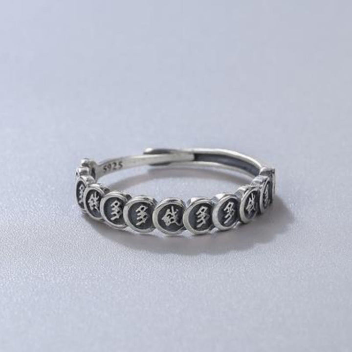 Anillo ajustable de la suerte con diseño de moneda de cobre vintage