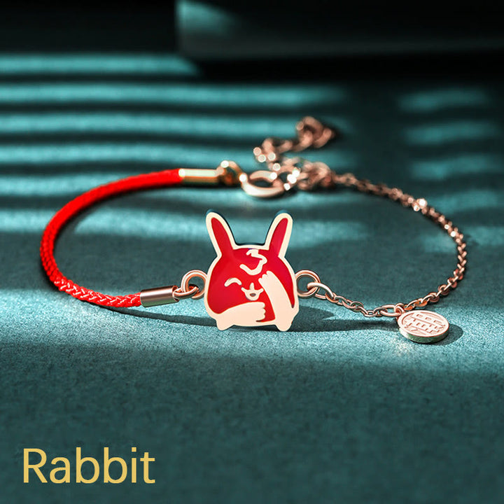 Pulsera de cadena de hilo rojo con Buddha Stones , Plata de Ley 925, que cambia de color, protección de la suerte del zodiaco chino - Conejo (circunferencia de muñeca 14-15 cm) - image 16