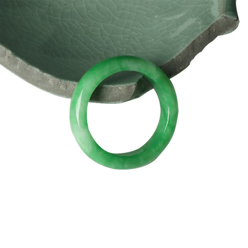 Anillo de la suerte de la abundancia de jade con Buddha Stones