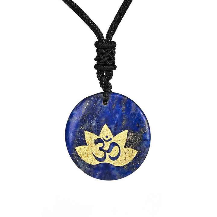 Buddha Stones OM símbolo de loto varios cristales amatista ojo de tigre colgante collar curativo