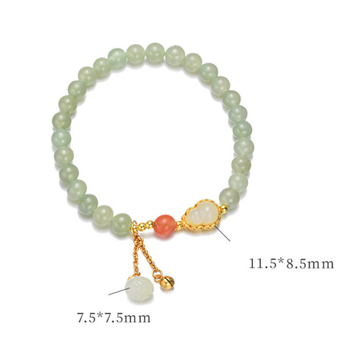 Pulsera de la suerte de la abundancia del loto de la calabaza del jade hetiano de plata de ley 925