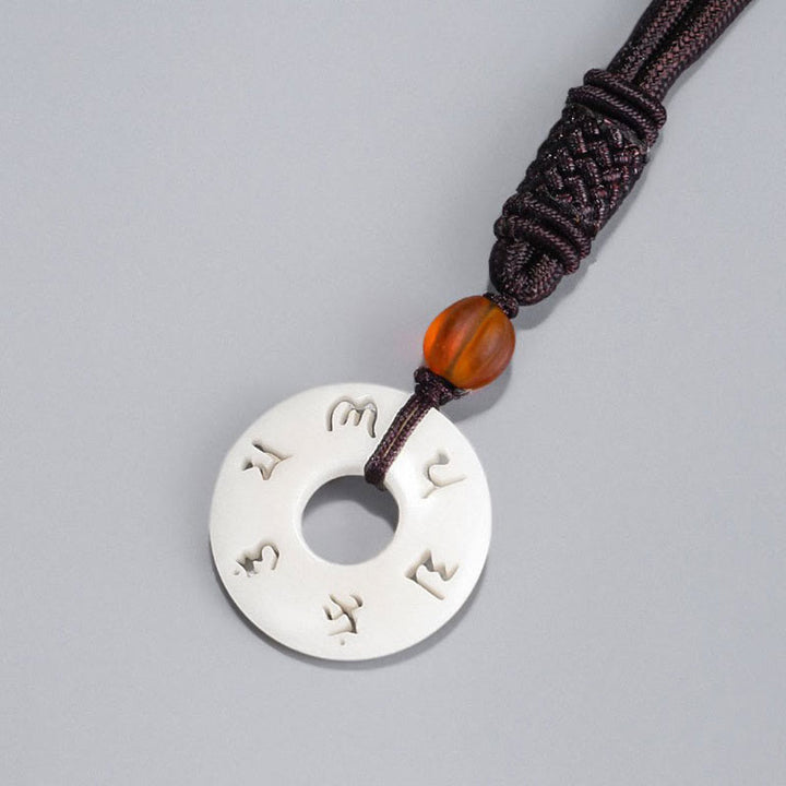 Colgante de collar de protección grabado con Buddha Stones, fruta de marfil, Om Mani Padme Hum - image 7