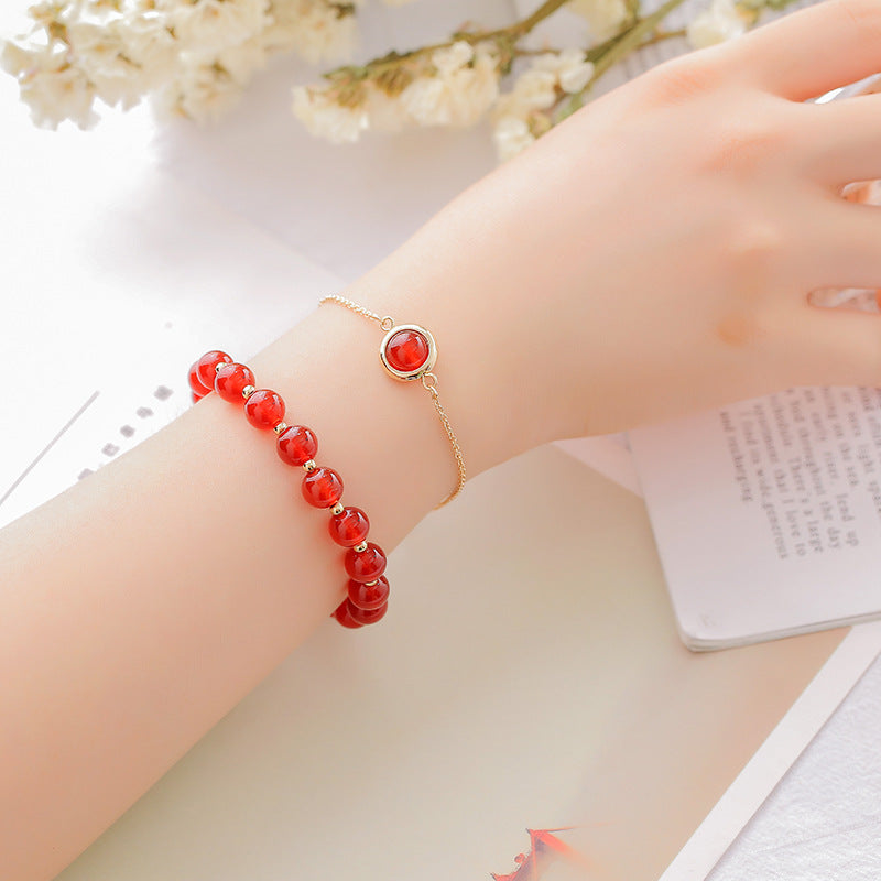 Pulsera Positiva de Cristal de Cuarzo Fresa con Piedra Solar de Buddha Stones
