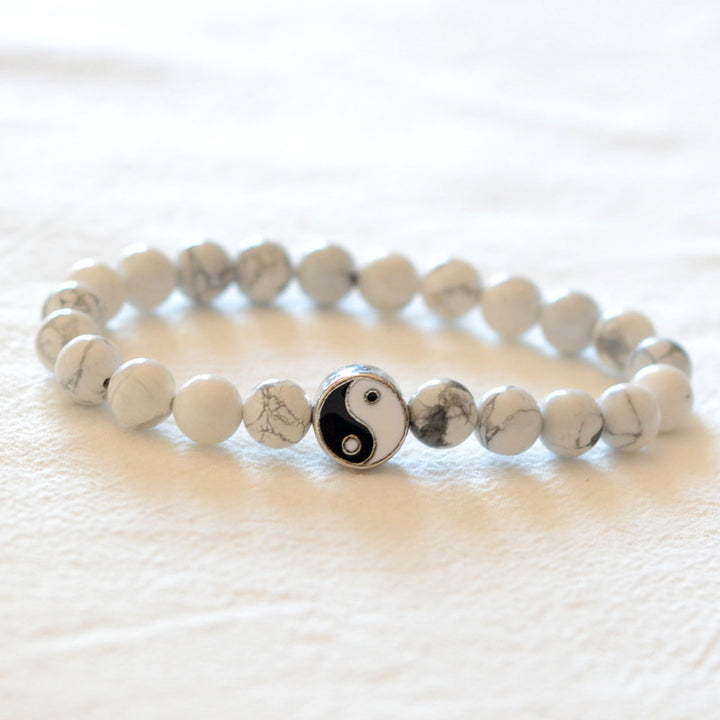 Buddha Stones, 3 uds., turquesa blanca Natural, cuentas de piedra esmerilada, pulsera de riqueza Yin Yang