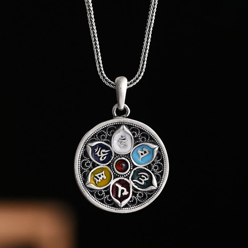 Collar con colgante de pureza de Om Mani Padme Hum tibetano con Buddha Stones - Om Mani Padme Hum (Amor ♥ Enfoque) - image 1