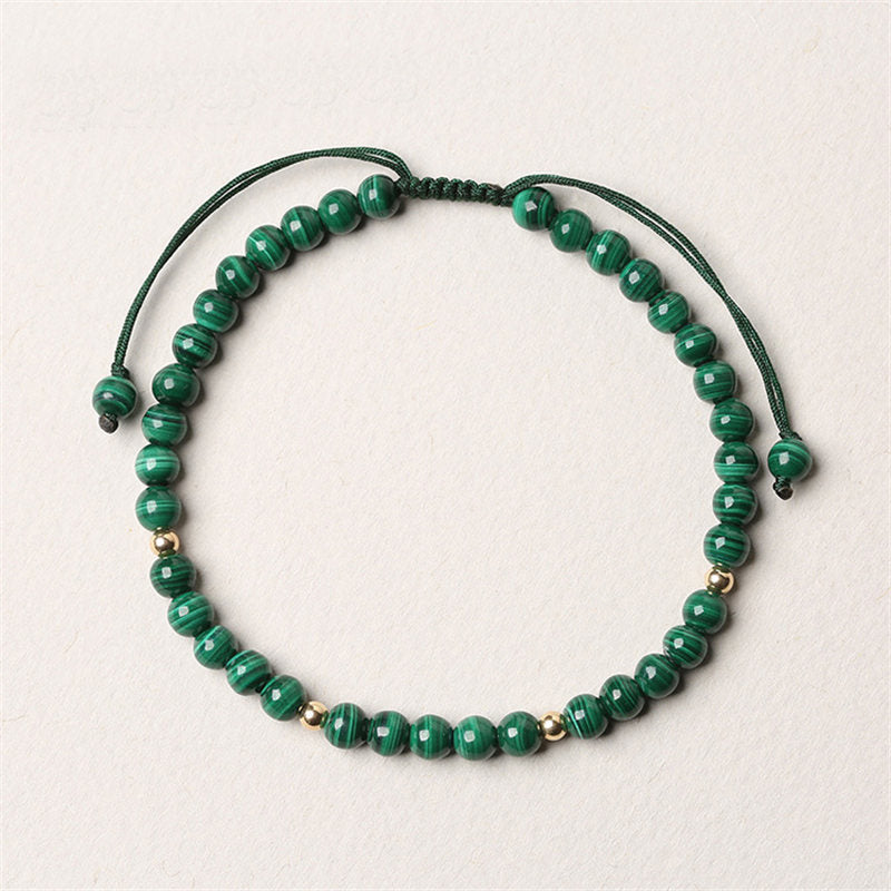 Pulsera de cuerda de calma de protección de malaquita natural de Buddha Stones
