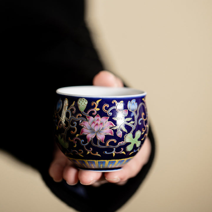 Taza de té de cerámica con diseño de vaina de flor de loto, Buddha Stones, taza de té de Kung Fu, 80ml