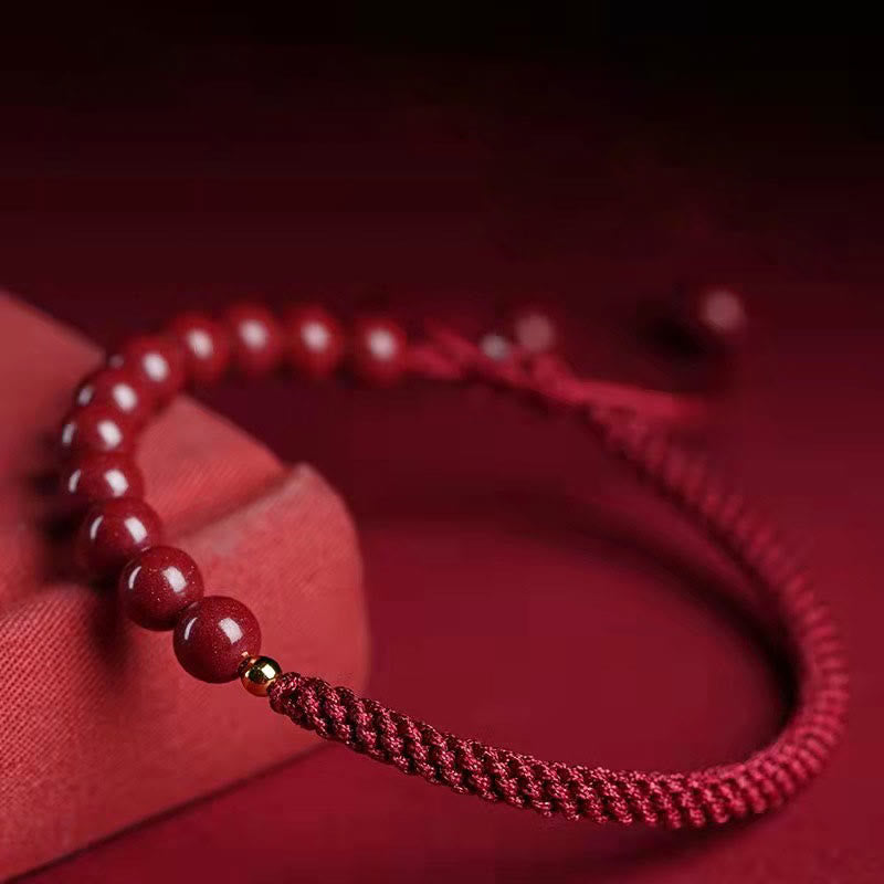 Pulsera de hilo de bendición con nudo King Kong de cinabrio natural con Buddha Stones