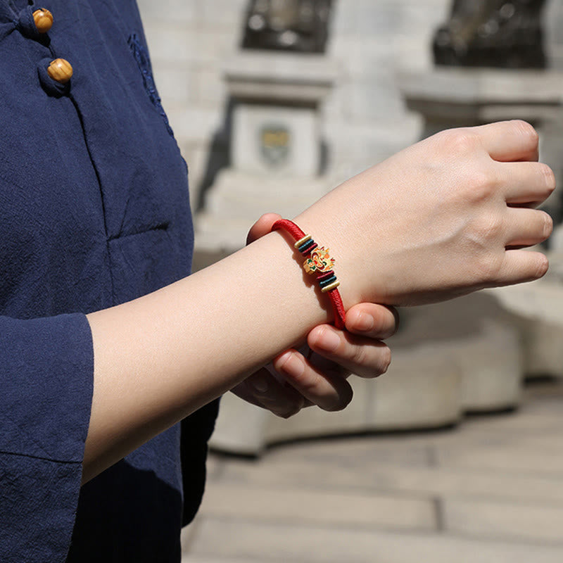 Pulsera roja trenzada de la suerte del zodíaco chino, hecha a mano, de Plata de Ley 925 con Buddha Stones , Año del Dragón
