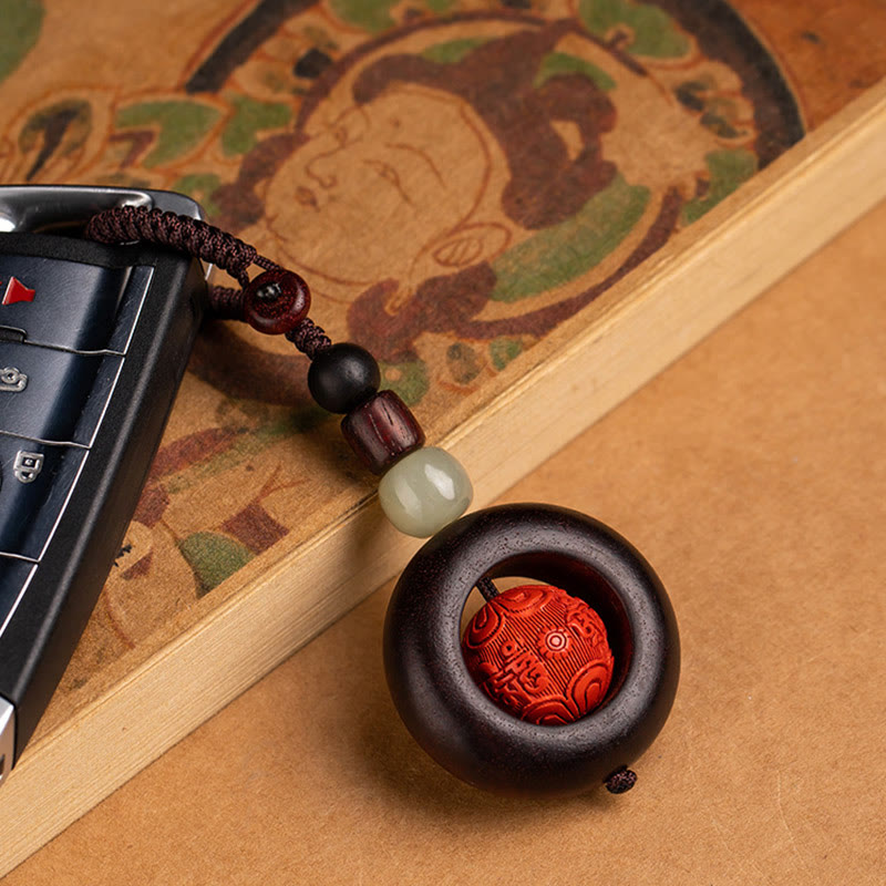 Buddha Stones Tíbet Om Mani Padme Hum PiXiu moneda de cobre hoja pequeña sándalo rojo cinabrio protección llavero