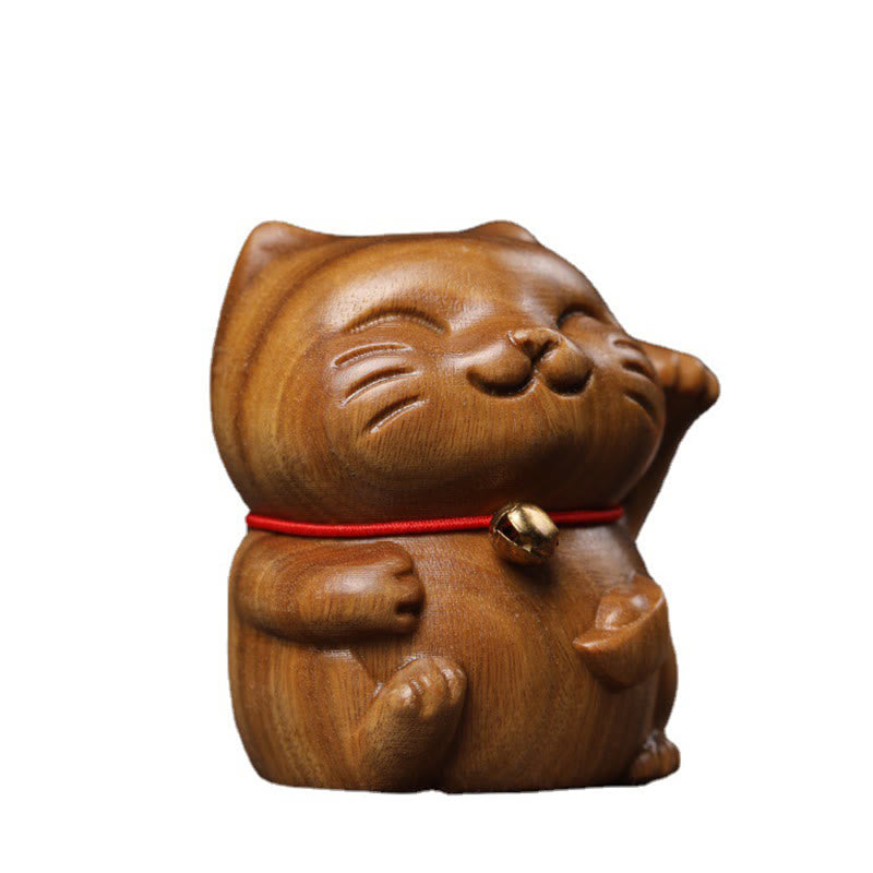 Buddha Stones Sándalo Verde Pequeño Mini Lindo Gato de la Suerte Decoraciones de Paz - image 16