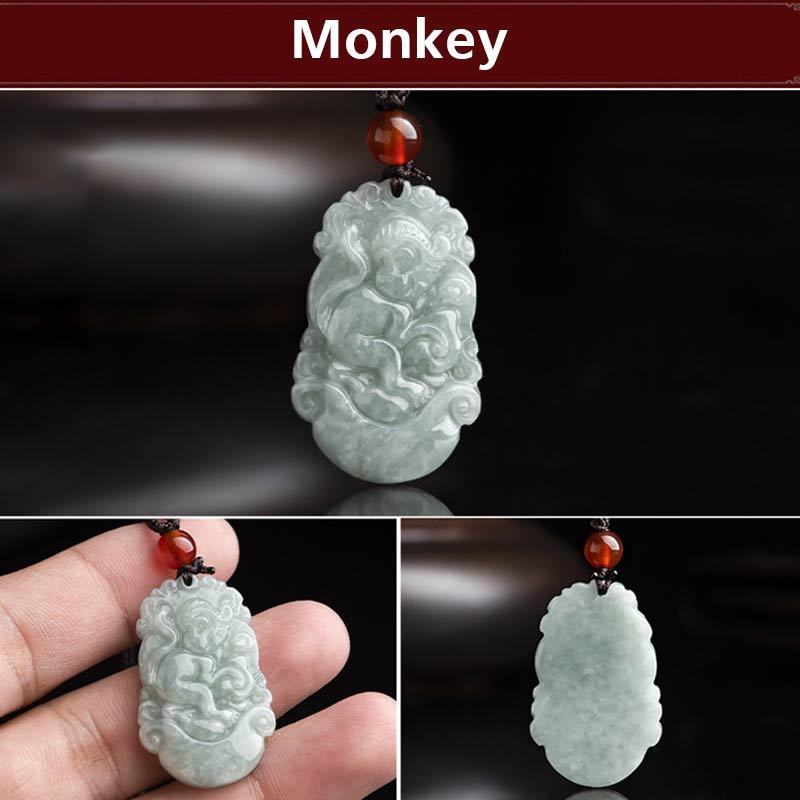 Collar con colgante de éxito del zodiaco chino con Buddha Stones de jade natural 12 - Mono - image 34
