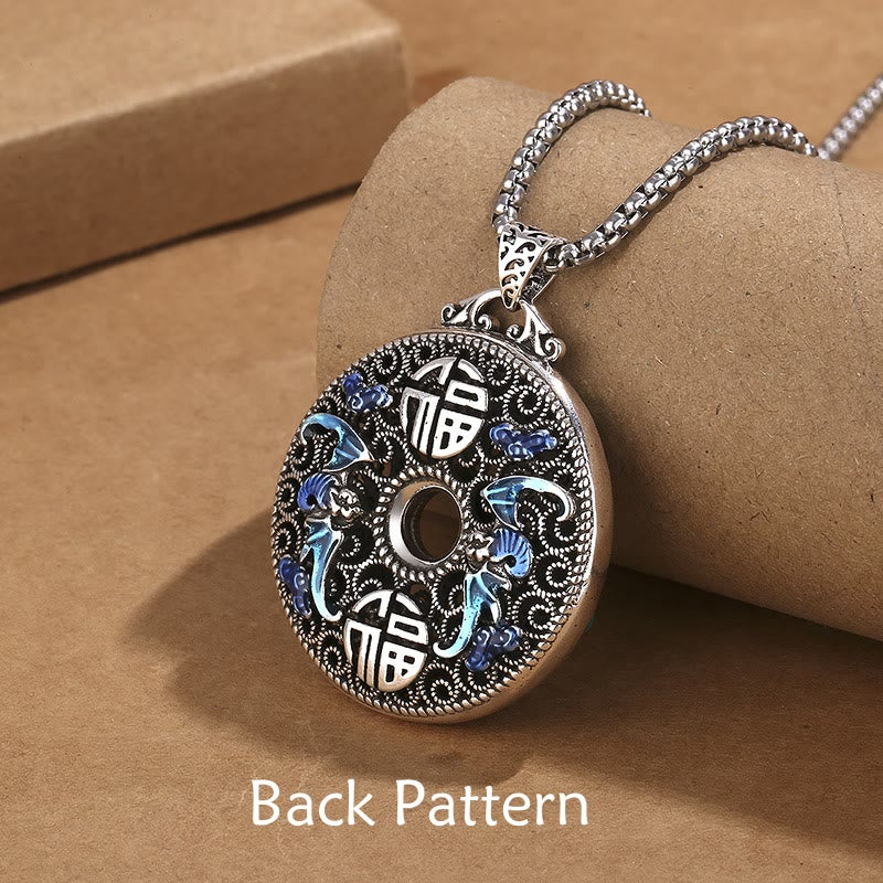 Buddha Stones Koi pez loto paz hebilla Fu carácter riqueza suerte collar colgante
