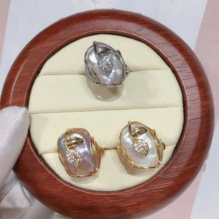 Anillo de riqueza de felicidad de flor de oro chapado en cobre y Buddha Stones