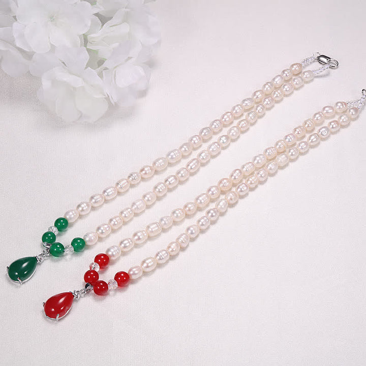 Colgante de collar de paz con cuentas de perlas y gotas de agua