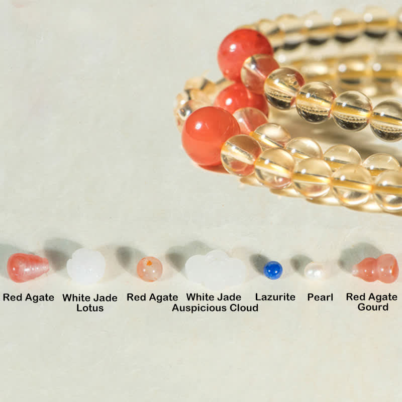 108 cuentas Mala de plata de ley 925, citrino Natural, ágata roja, Jade blanco, pulsera con dijes de prosperidad