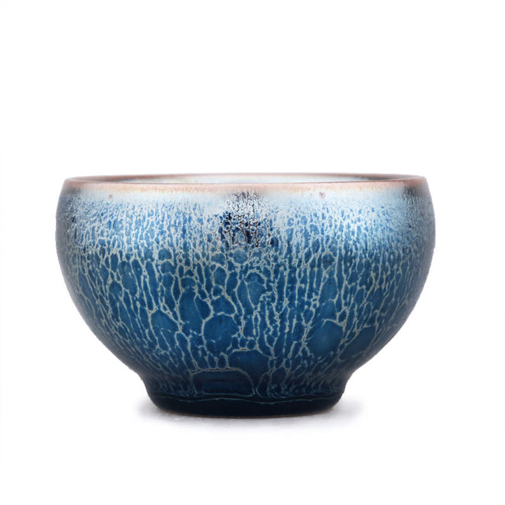 Buddha Stones hechas a mano, diseño de escamas de dragón Medusa, taza de té de cerámica china Jianzhan, taza de té Tenmoku Kung Fu