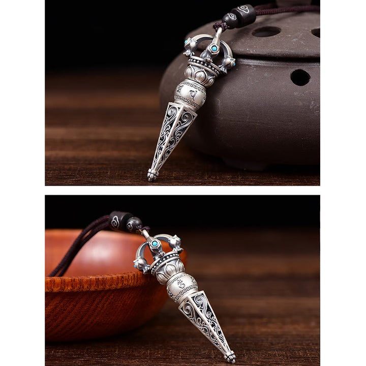 Colgante de collar giratorio con diseño de sabiduría de Buddha Stones , Om Mani Padme Hum tibetano, Dorje Vajra - image 5