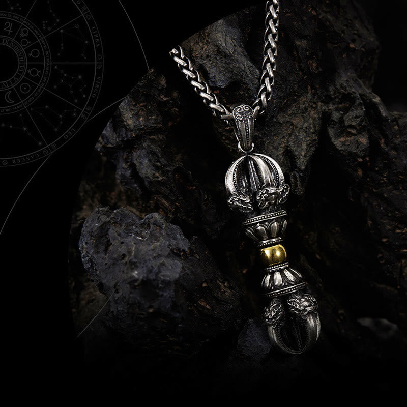 Colgante de collar de riqueza con diseño tibetano Dorje Vajra de Buddha Stones