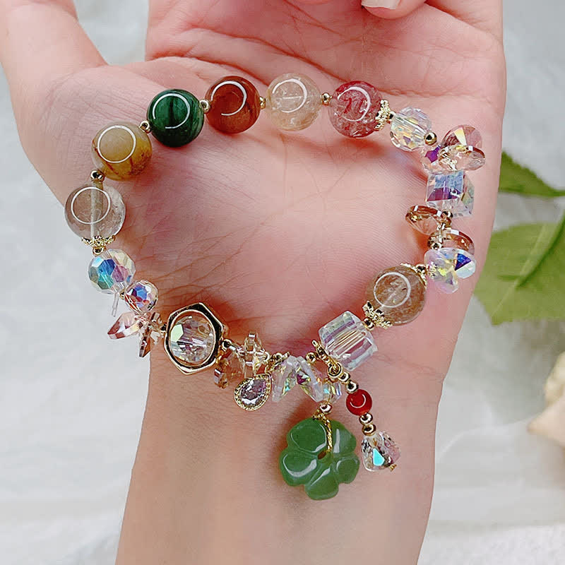 Pulsera de la suerte con cuentas de flores de aventurina verde, Buddha Stones - image 5